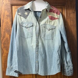 Ralph Lauren Light Blue Denim Shirt with Cream Label